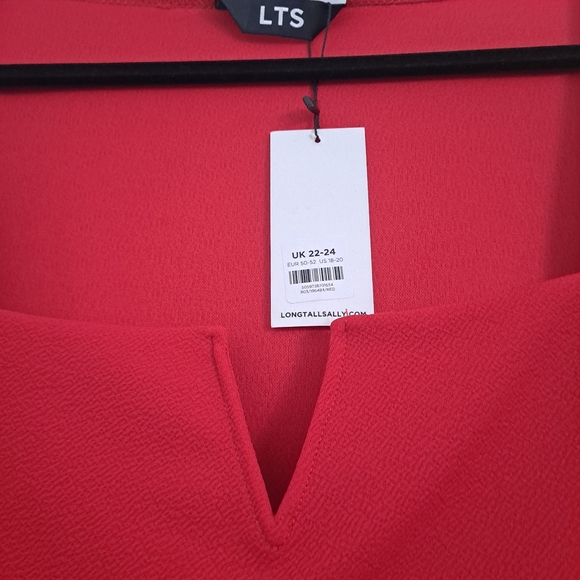 Long Tall Sally Tall Red Notch Neck Midi Dress Size 18-20 - Picture 3 of 5